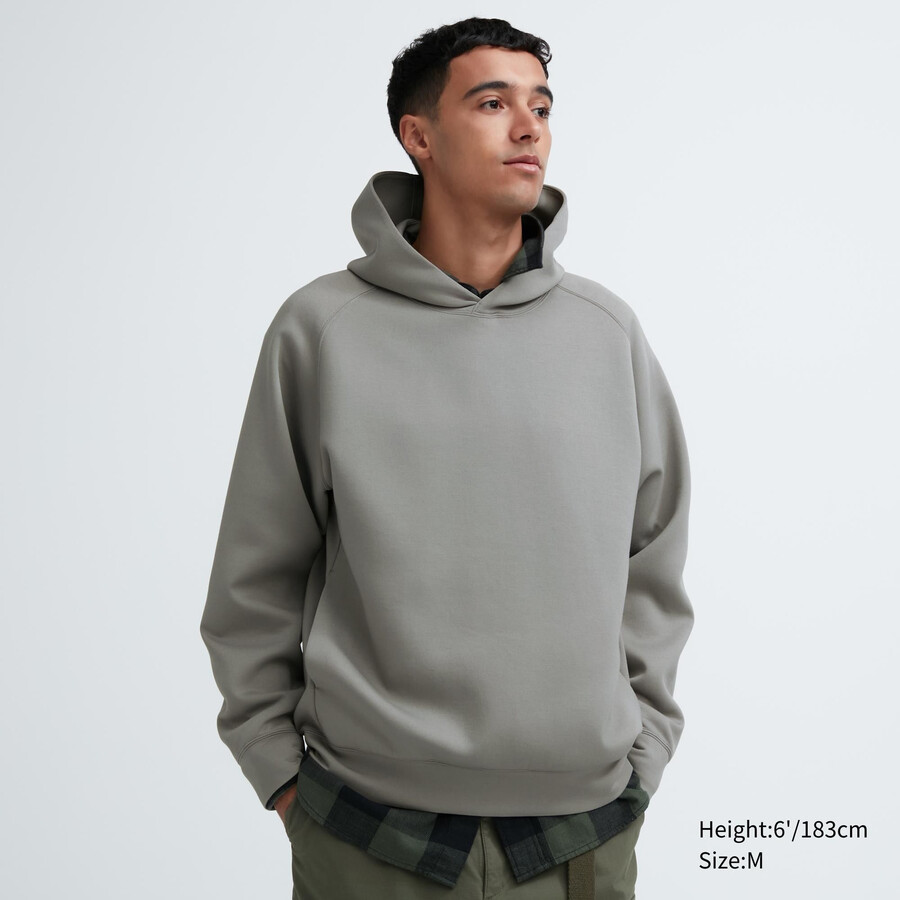 grauer uniqlo dry sweat stretch pullover hoodie für herren