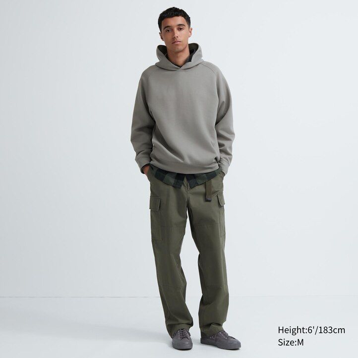 grauer uniqlo dry sweat stretch pullover hoodie für herren