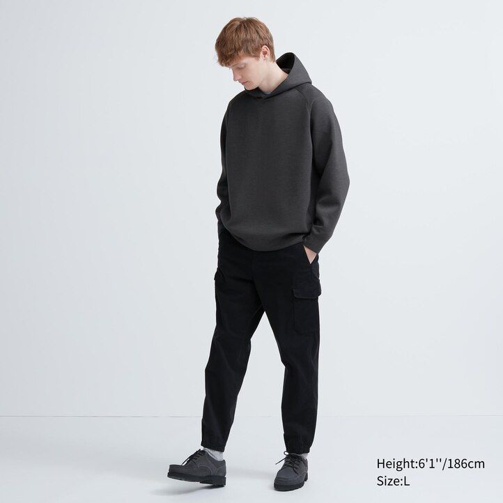 grauer uniqlo dry sweat stretch pullover hoodie für herren