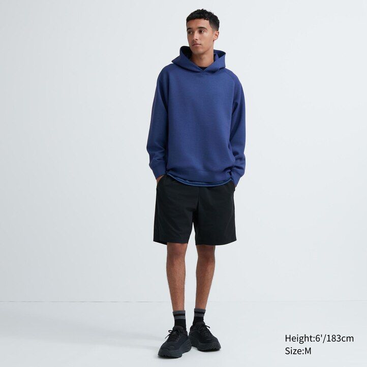 grauer uniqlo dry sweat stretch pullover hoodie für herren