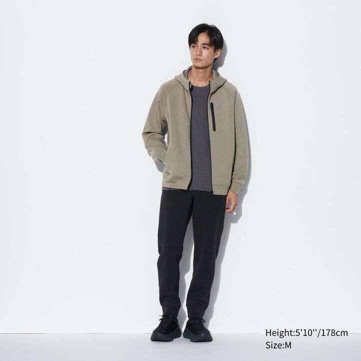 hellgrauer uniqlo dry stretch herren-hoodie mit reißverschluss