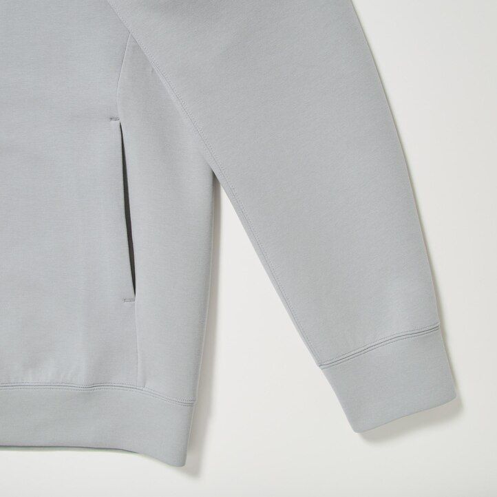 hellgrauer uniqlo dry stretch herren-hoodie mit reißverschluss