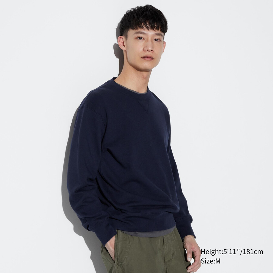 uniqlo herren-sweatshirt mit rundhalsausschnitt aus baumwolle marineblau