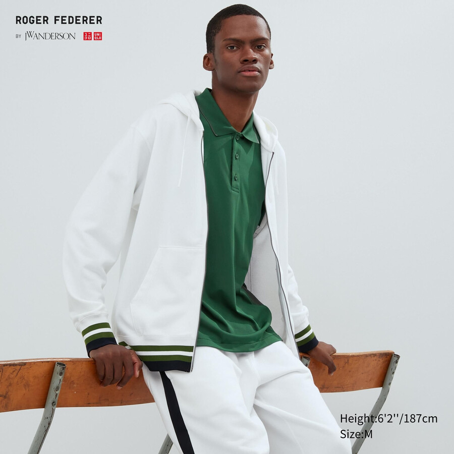 weißer uniqlo sweatshirt-hoodie mit reißverschluss für herren