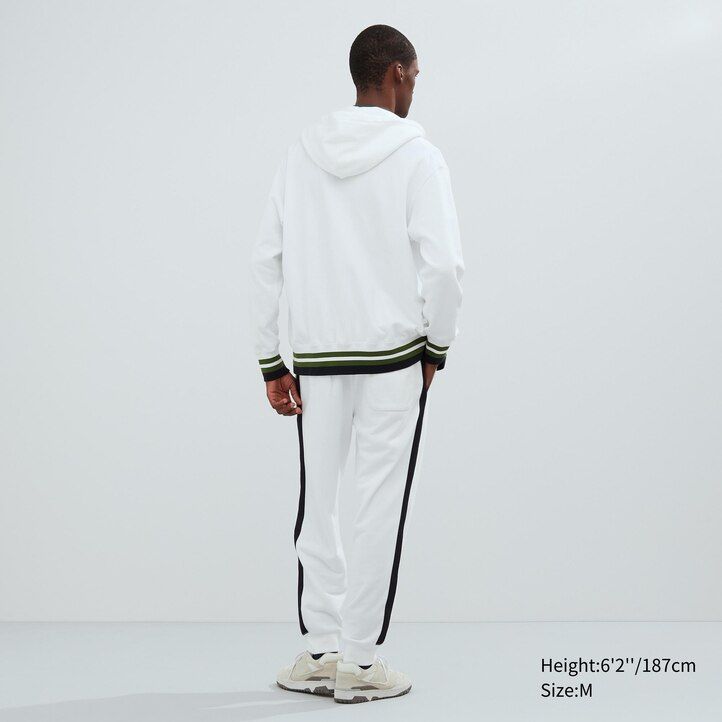 weißer uniqlo sweatshirt-hoodie mit reißverschluss für herren