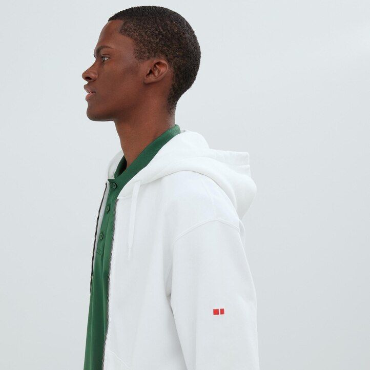 weißer uniqlo sweatshirt-hoodie mit reißverschluss für herren