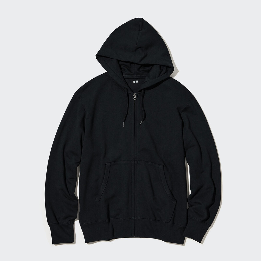schwarzer uniqlo sweatshirt-kapuzenpullover für herren mit reißverschluss