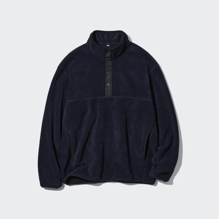 weißer uniqlo fleece-pullover mit knöpfen herren-hoodie