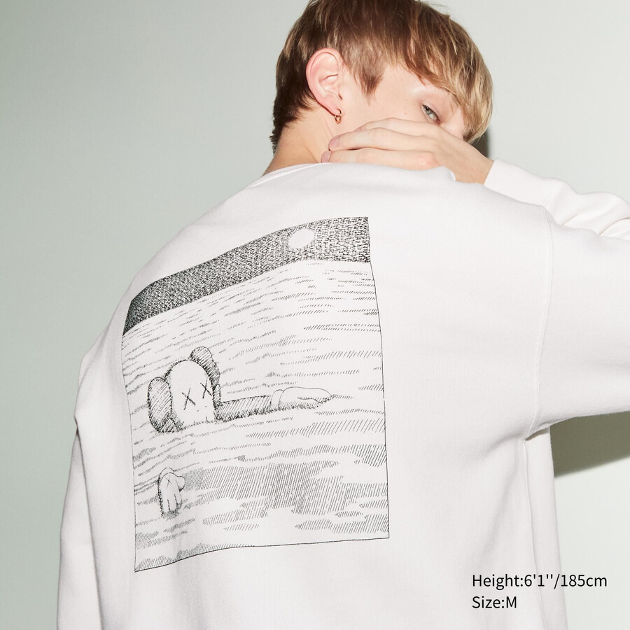 uniqlo kaws ut grafik-sweatshirt herren-hoodie weiß