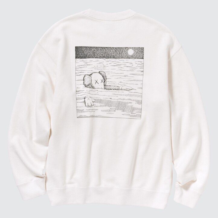 uniqlo kaws ut grafik-sweatshirt herren-hoodie weiß