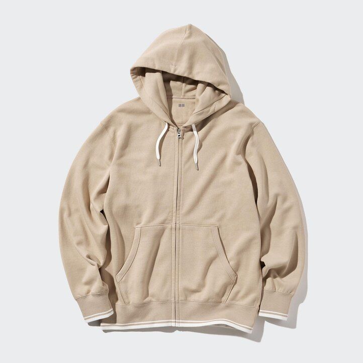 uniqlo herren-kapuzenpullover mit farbblock-design und reißverschluss weiß