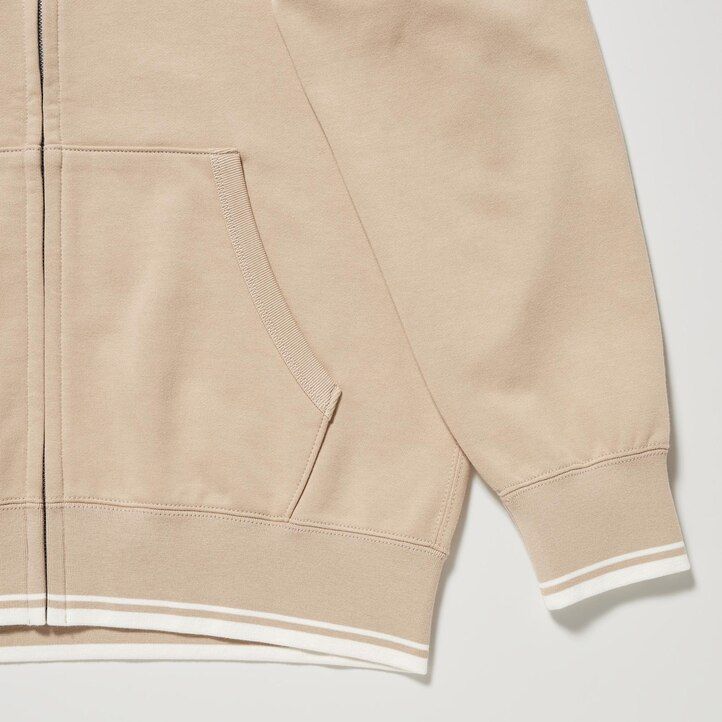 uniqlo herren-kapuzenpullover mit farbblock-design und reißverschluss weiß