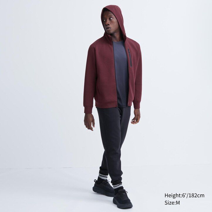 uniqlo dry sweat stretch-kapuzenpullover mit reißverschluss für herren hellgrau