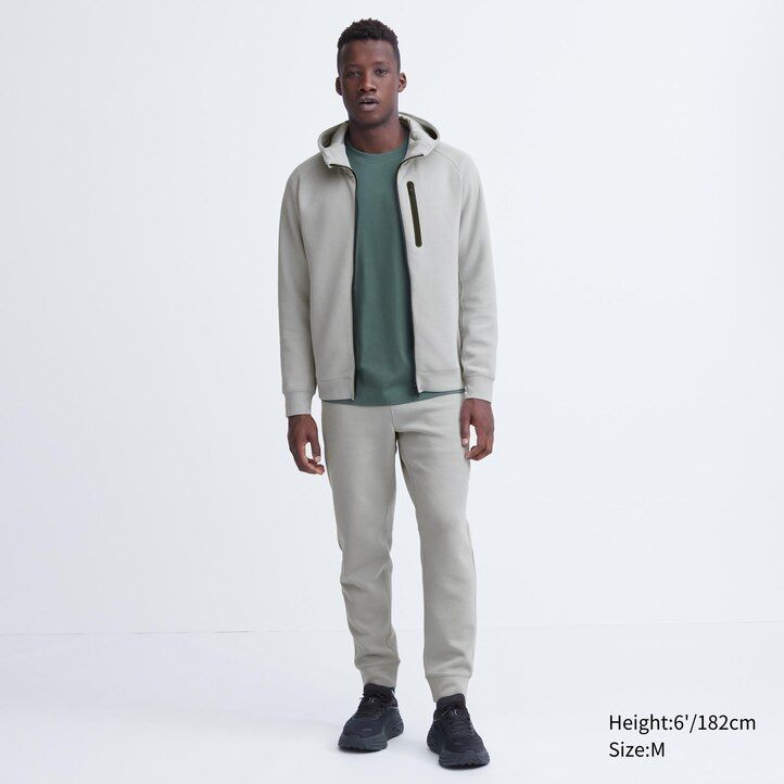 uniqlo dry sweat stretch-kapuzenpullover mit reißverschluss für herren hellgrau