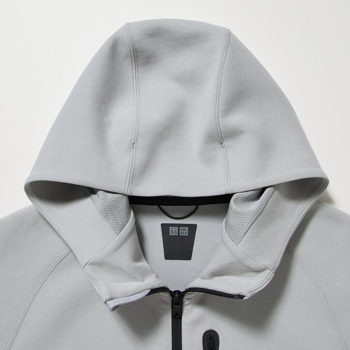uniqlo dry sweat stretch-kapuzenpullover mit reißverschluss für herren hellgrau