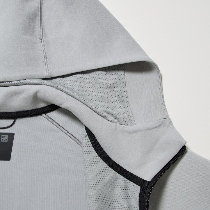 uniqlo dry sweat stretch-kapuzenpullover mit reißverschluss für herren hellgrau
