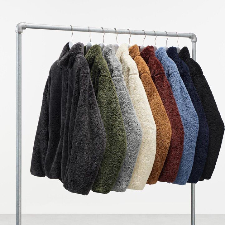 weiße uniqlo herren-fleecejacke mit reißverschluss flauschig