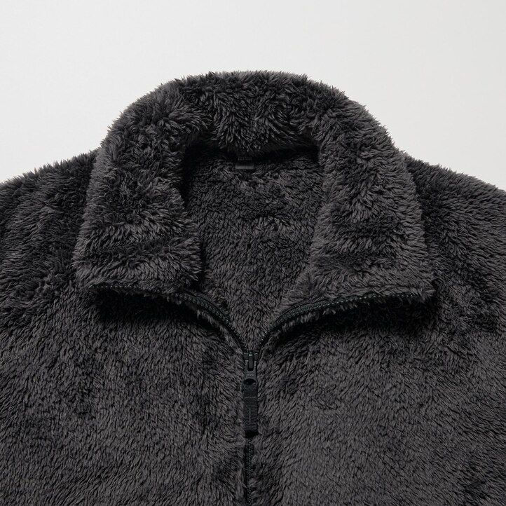 weiße uniqlo herren-fleecejacke mit reißverschluss flauschig