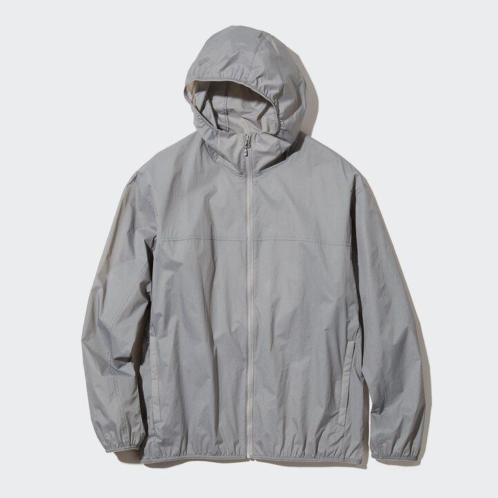 uniqlo uv-schutz-jacke für herren mit tasche orange