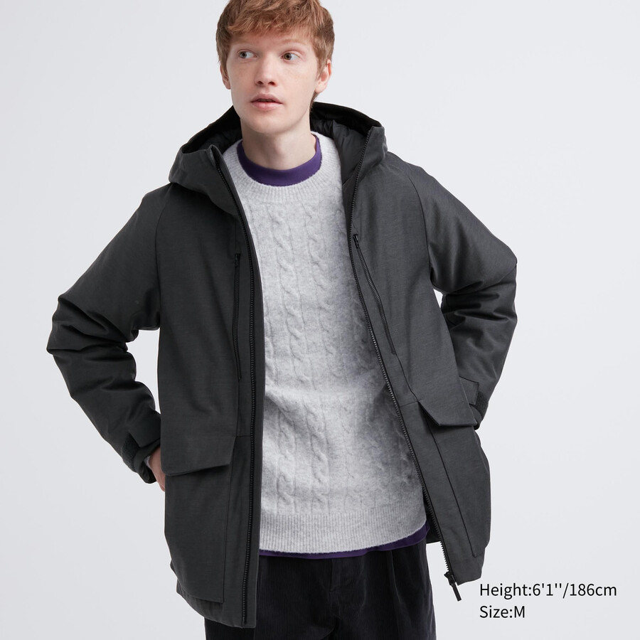 uniqlo hybrid-daunenjacke für herren 3d-schnitt dunkelgrau