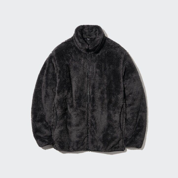 weiße uniqlo herren-fleecejacke mit reißverschluss flauschig