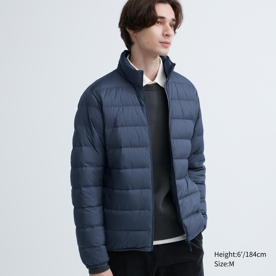 blaue uniqlo ultra light daunen-steppjacke für herren 3d-schnitt versandkostenfrei