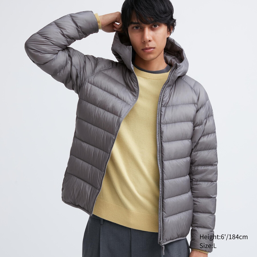 uniqlo ultraleichte daunenjacke für herren grau