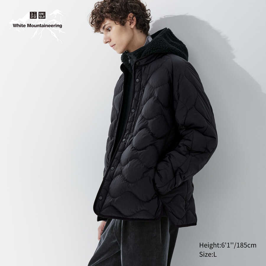 schwarze uniqlo hybrid-daunenjacken für herren aus recyceltem material