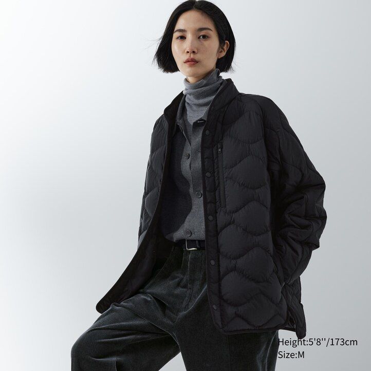 schwarze uniqlo hybrid-daunenjacken für herren aus recyceltem material