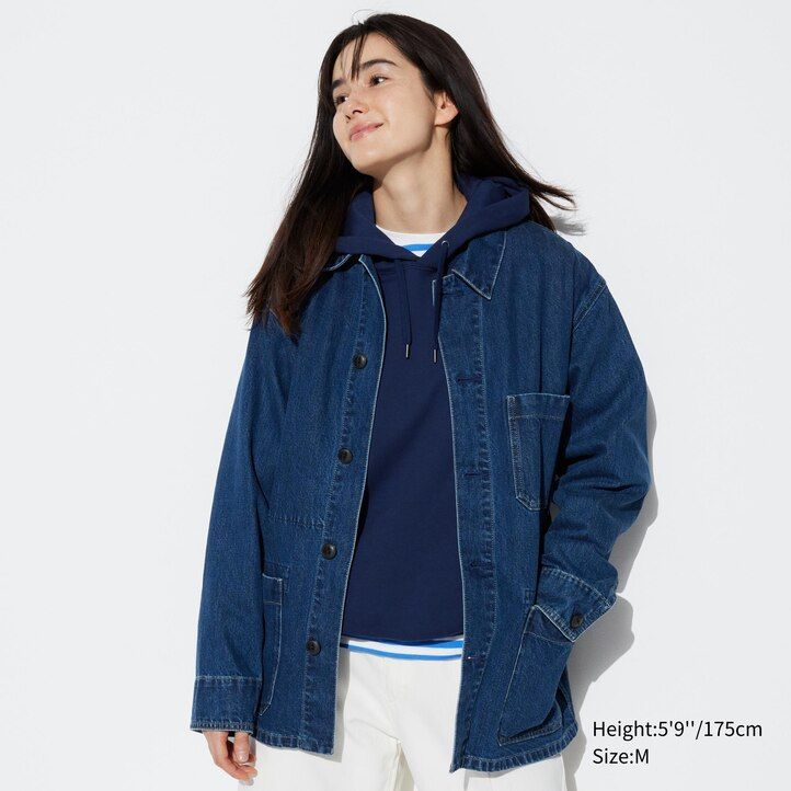 uniqlo herren-jeansjacke utility-stil blau