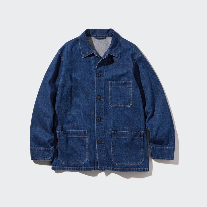 uniqlo herren-jeansjacke utility-stil blau