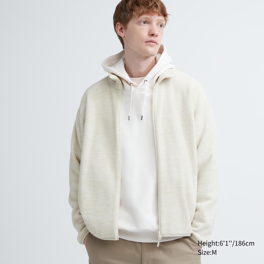 weiße uniqlo fleecejacken für herren meliert mit reißverschluss