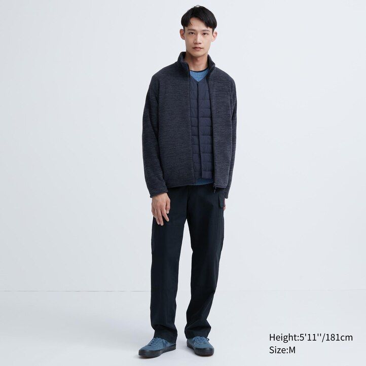 weiße uniqlo fleecejacken für herren meliert mit reißverschluss