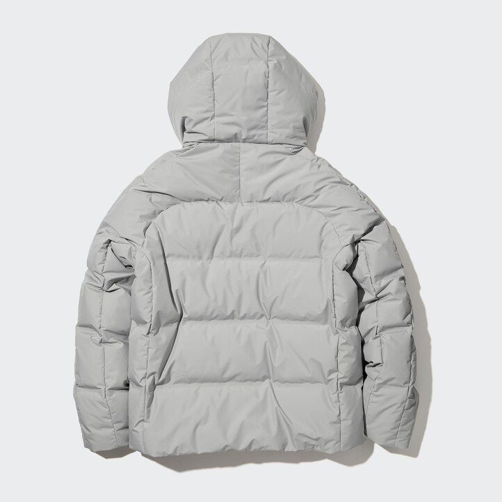 hellgraue nahtlose 3d-daunenjacken von uniqlo für herren