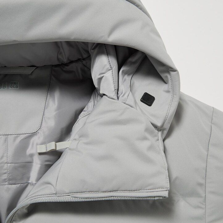 hellgraue nahtlose 3d-daunenjacken von uniqlo für herren