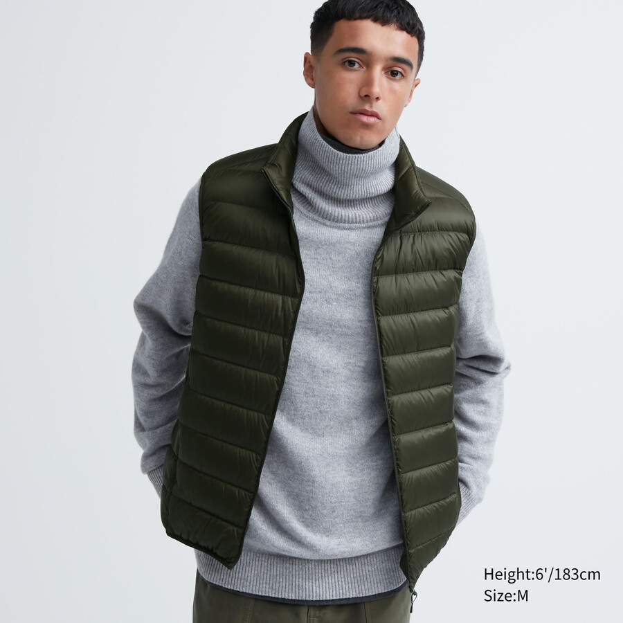 uniqlo ultraleichte daunensteppjacke für herren olivgrün