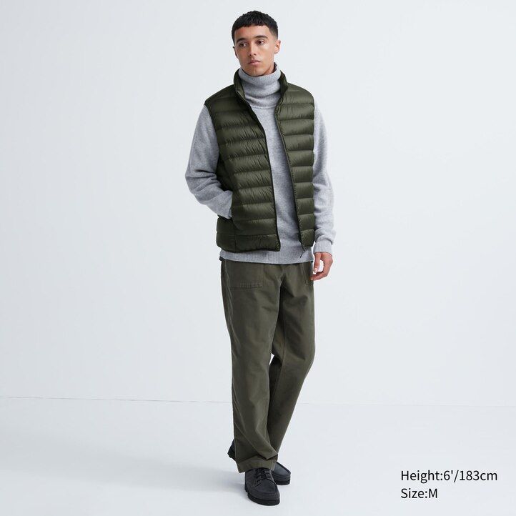 uniqlo ultraleichte daunensteppjacke für herren olivgrün