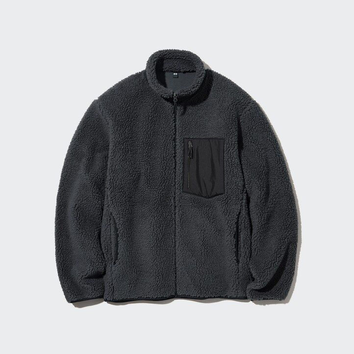 dunkelgraue uniqlo herren-fleecejacken winddicht