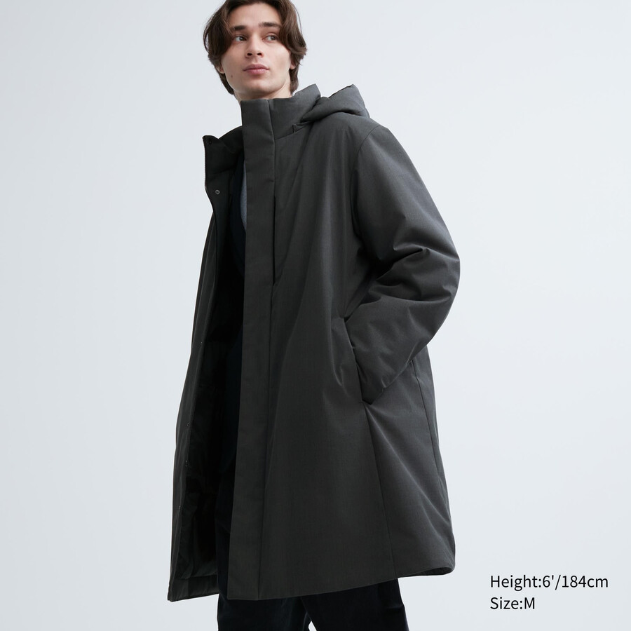 dunkelgraue uniqlo hybrid-daunenjacken für herren