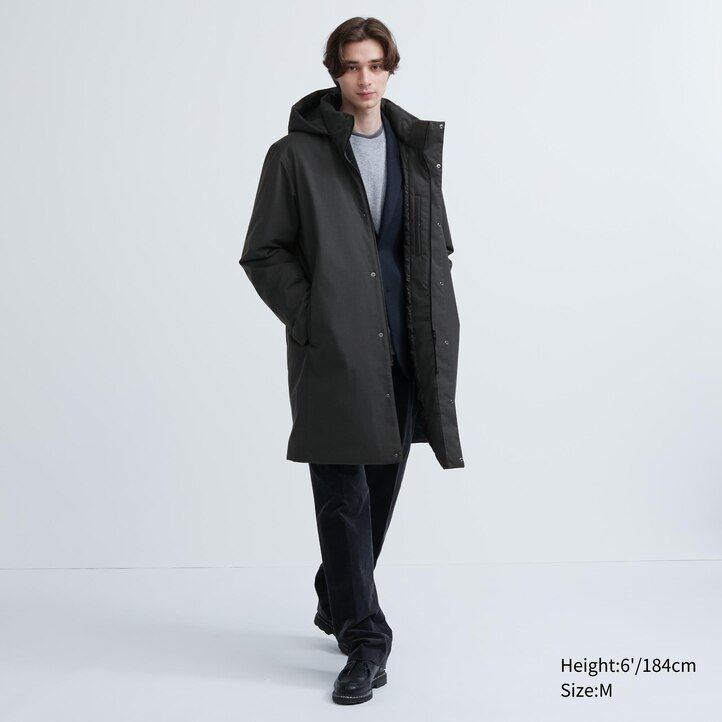 dunkelgraue uniqlo hybrid-daunenjacken für herren