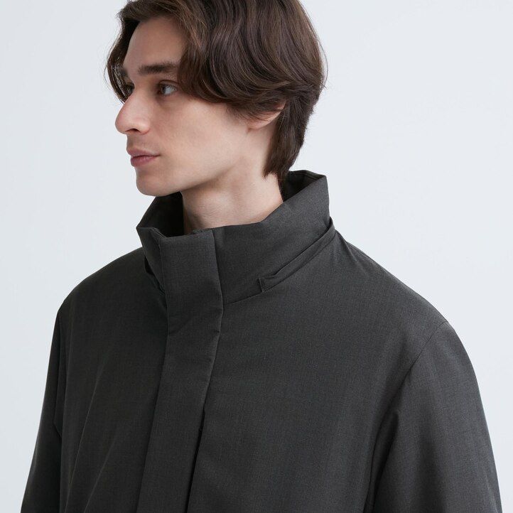 dunkelgraue uniqlo hybrid-daunenjacken für herren