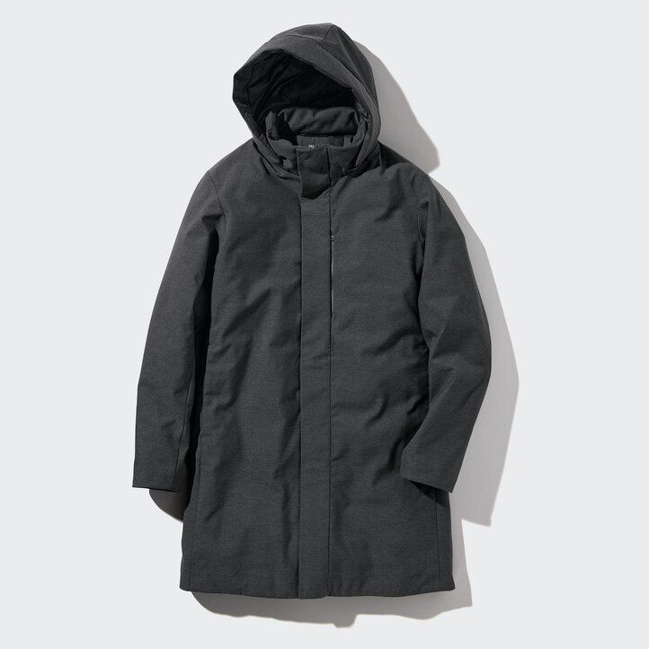 dunkelgraue uniqlo hybrid-daunenjacken für herren