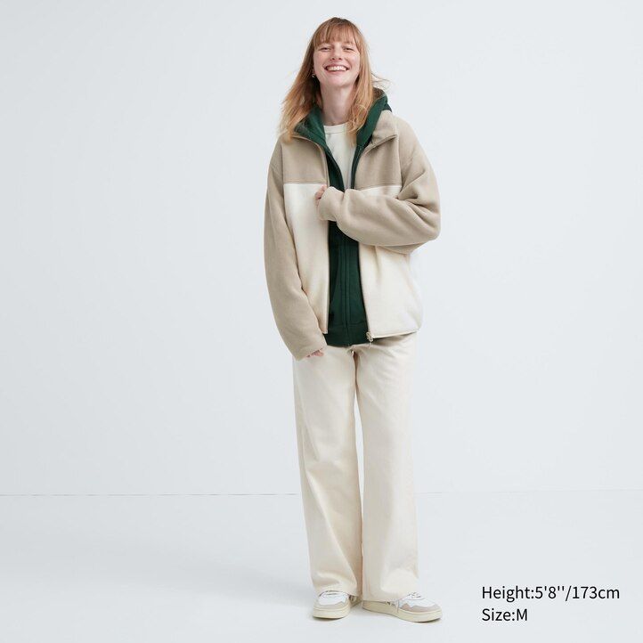uniqlo fleecejacke mit reißverschluss für herren grau