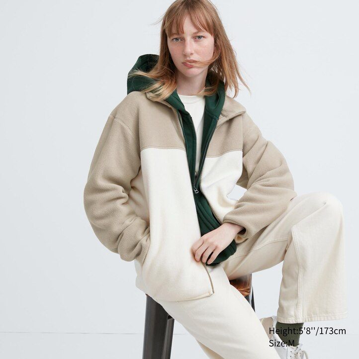 uniqlo fleecejacke mit reißverschluss für herren grau