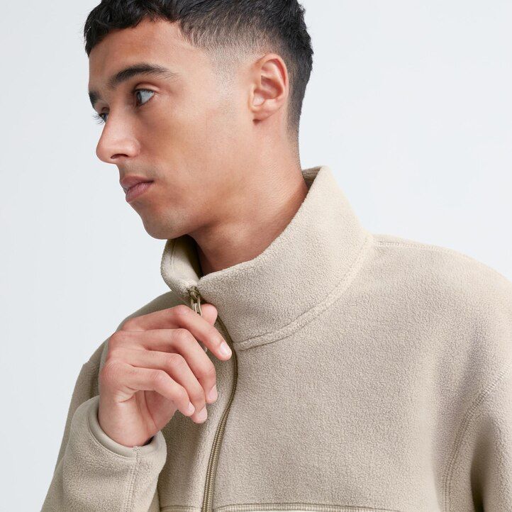 uniqlo fleecejacke mit reißverschluss für herren grau