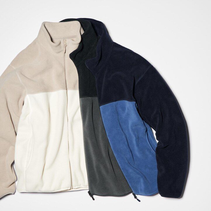 uniqlo fleecejacke mit reißverschluss für herren grau