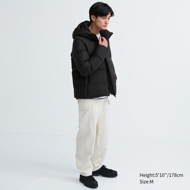 hellgraue nahtlose 3d-daunenjacken von uniqlo für herren