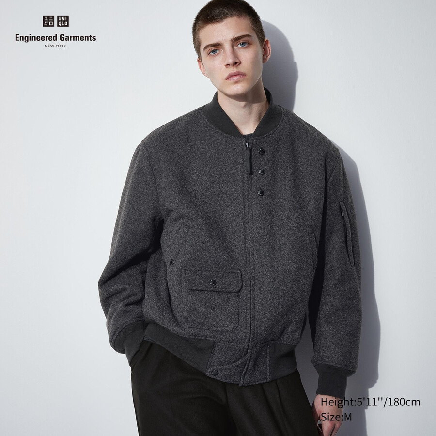 uniqlo heattech warm wattierte blouson-jacke für herren dunkelgrau