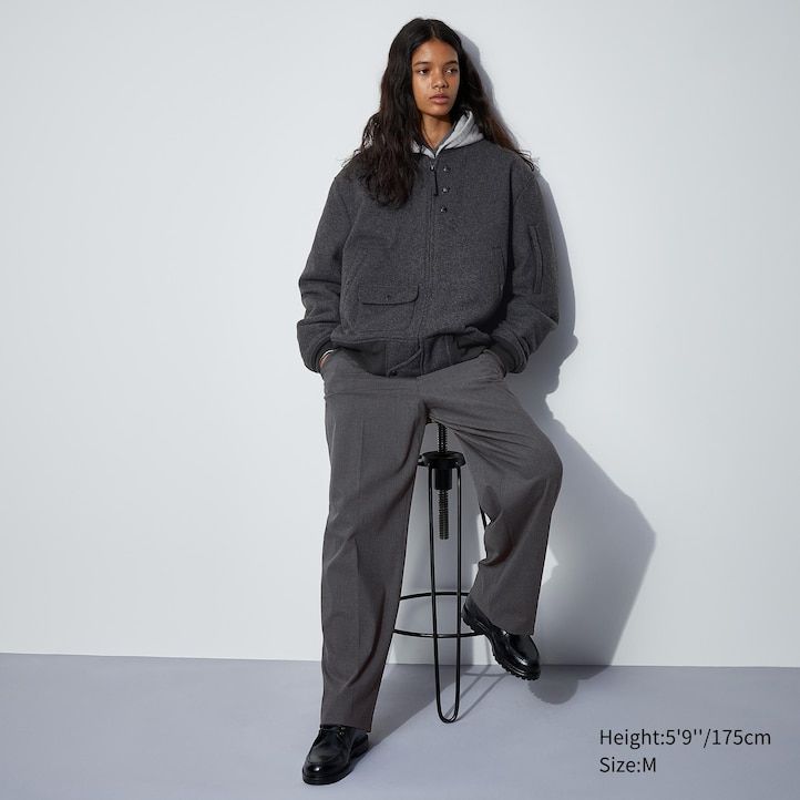 uniqlo heattech warm wattierte blouson-jacke für herren dunkelgrau