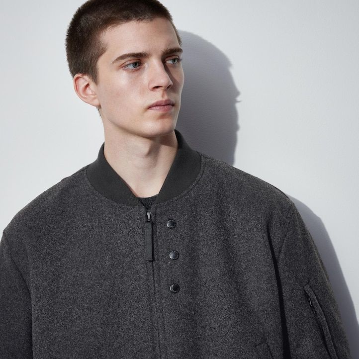 uniqlo heattech warm wattierte blouson-jacke für herren dunkelgrau